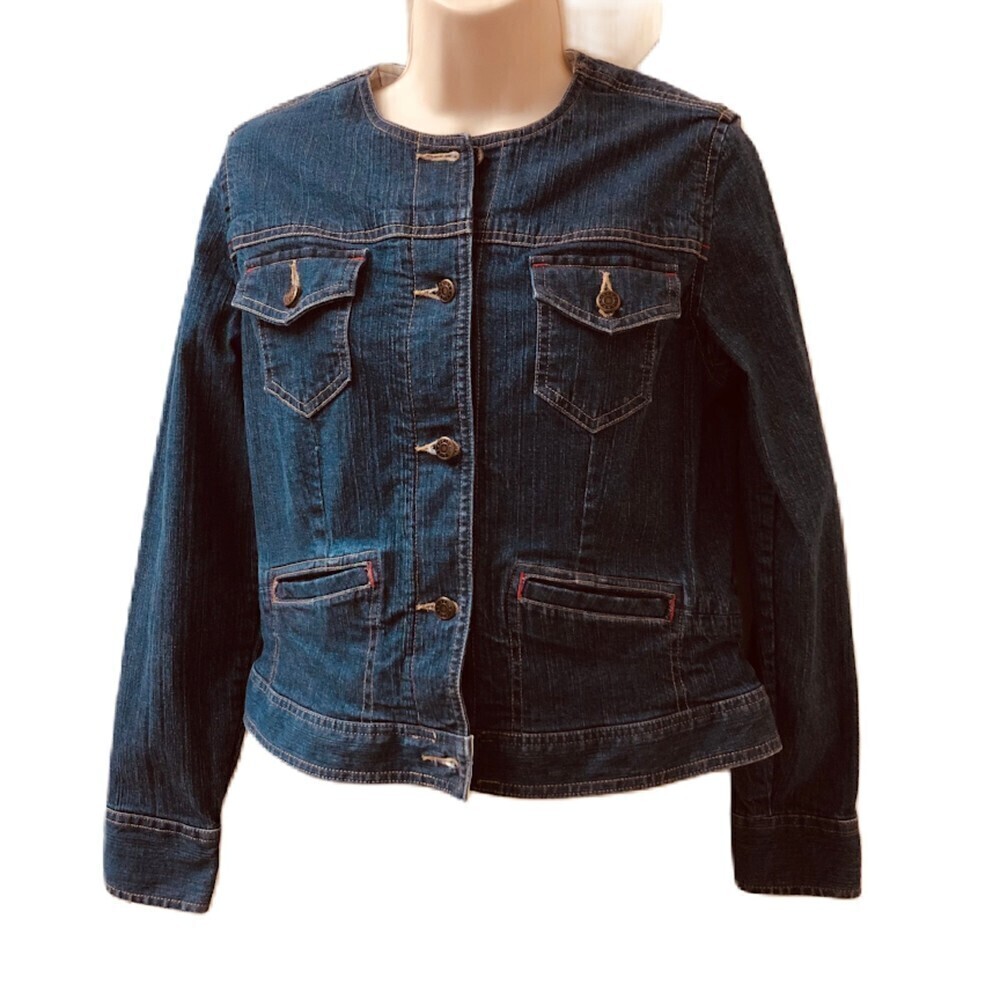 Vintage Crazy Horse Liz Claiborne Stretch Denim Blue Jean Jacket Small